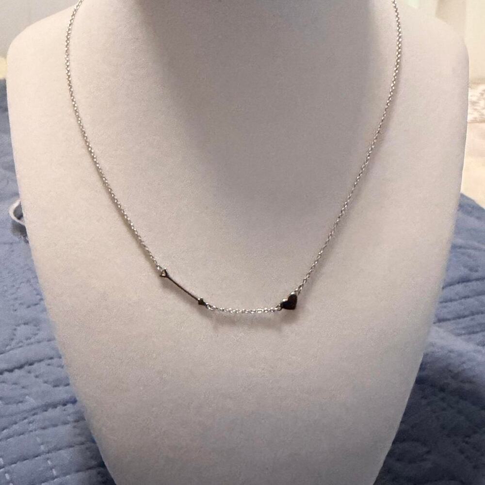 Dainty Sterling Silver 925 Arrow and Heart Necklace Cupid Love Minimalist